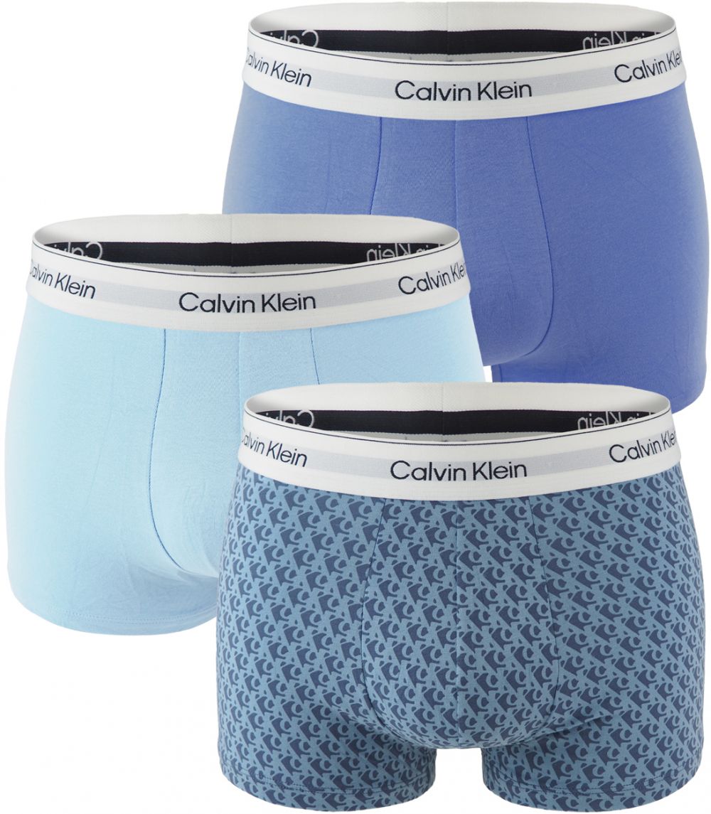 Calvin Klein - boxerky 3PACK Icon cotton stretch CALVIN KLEIN logo blue color combo - limitovaná fashion edícia