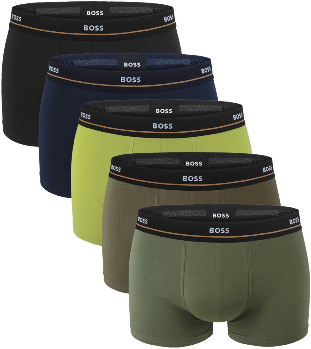 BOSS - boxerky 5PACK essential cotton stretch lime & olive color combo - limitovana fashion edícia (HUGO BOSS)