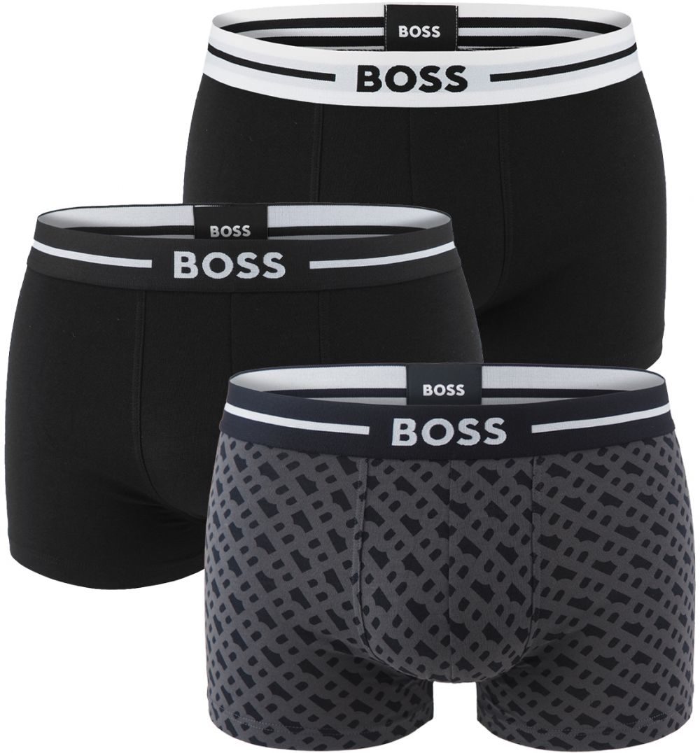 BOSS - boxerky 3PACK cotton stretch BOLD modern black & B logo z organickej bavlny - limitovaná fashion edícia (HUGO BOSS)