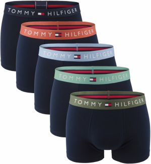 TOMMY HILFIGER - boxerky 5PACK cotton stretch TH original dark with multicolor waist - limitovaná edícia
