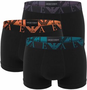 EMPORIO ARMANI - boxerky 3PACK stretch cotton nero con arancia & turchese logo - limited edition