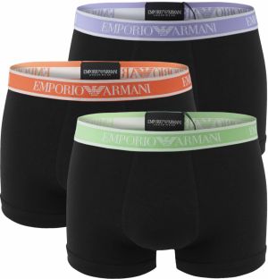 EMPORIO ARMANI - boxerky 3PACK stretch cotton nero con viola & arancia Armani logo - limited edition