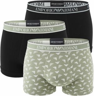 EMPORIO ARMANI - boxerky 3PACK stretch cotton nero & oliva con logo Armani - limited edition