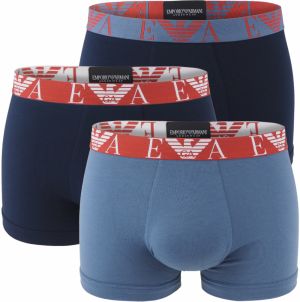 EMPORIO ARMANI - boxerky 3PACK stretch cotton blu con rosso & blu Armani logo - limited edition