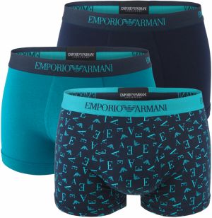 EMPORIO ARMANI - boxerky 3PACK pure cotton jersey baltic blu con nuovo moderno logo - limited edition