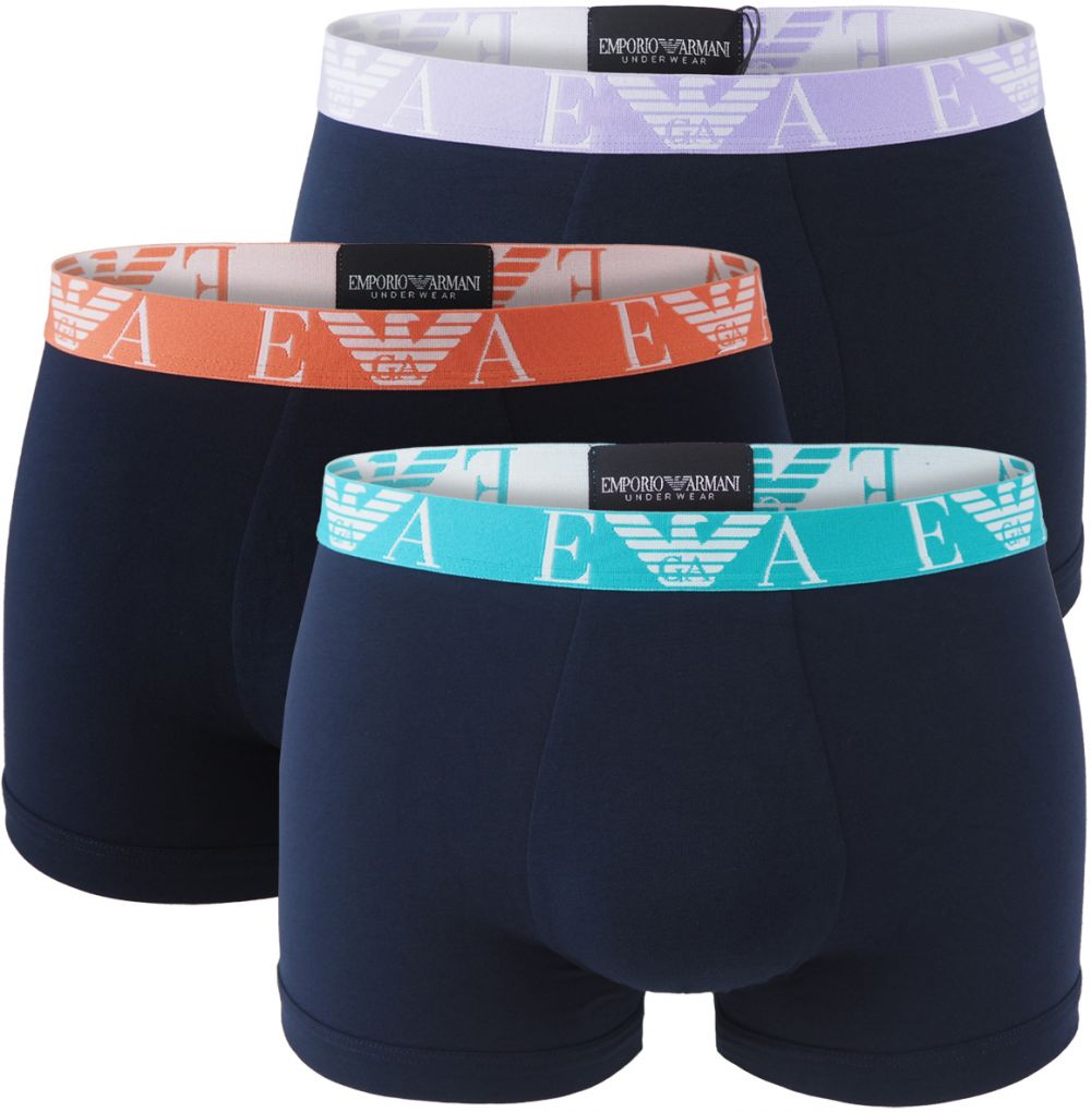 EMPORIO ARMANI - boxerky 3PACK stretch cotton blu con multicolore Armani logo - limited edition