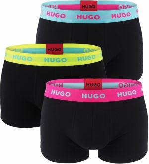HUGO - boxerky 3PACK cotton stretch black with modern neon logo waist - limitovaná fashion edícia (HUGO BOSS)