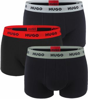 HUGO - boxerky 3PACK cotton stretch black with modern forest & gray logo waist - limitovaná fashion edícia (HUGO BOSS)