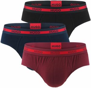 HUGO - slipy 3PACK cotton stretch modern burgundy & blue color combo z organickej bavlny - limitovaná fashion edícia (HUGO BOSS)