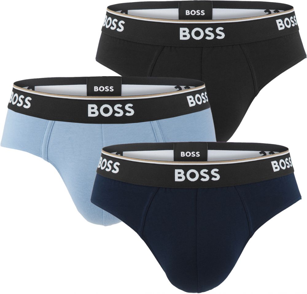 BOSS - slipy 3PACK cotton stretch power black & modern blue color combo - limitovaná fashion edícia (HUGO BOSS)