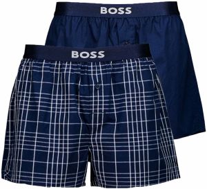 BOSS - trenky 2PACK natural pure cotton blue & blue cubes color combo (HUGO BOSS)