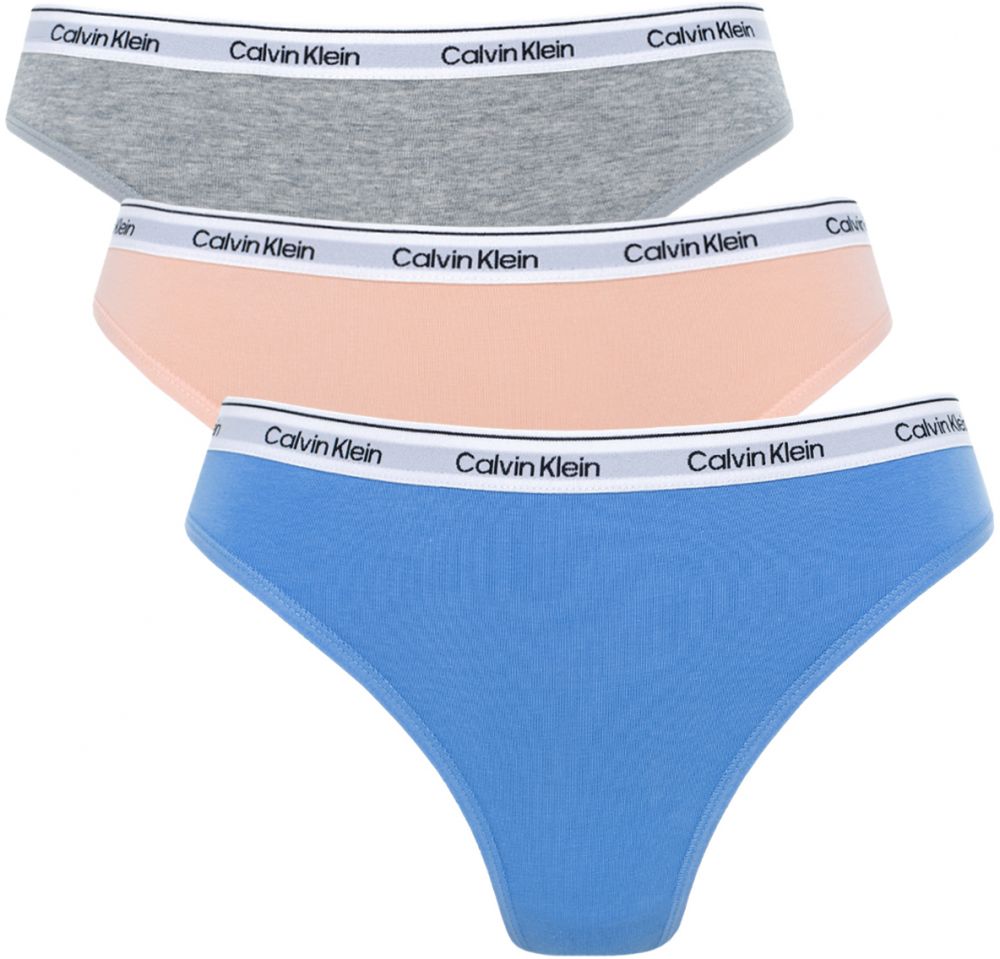 CALVIN KLEIN - nohavičky 3PACK Icon logo stretch cotton glacier & gray color combo - limitovaná edícia
