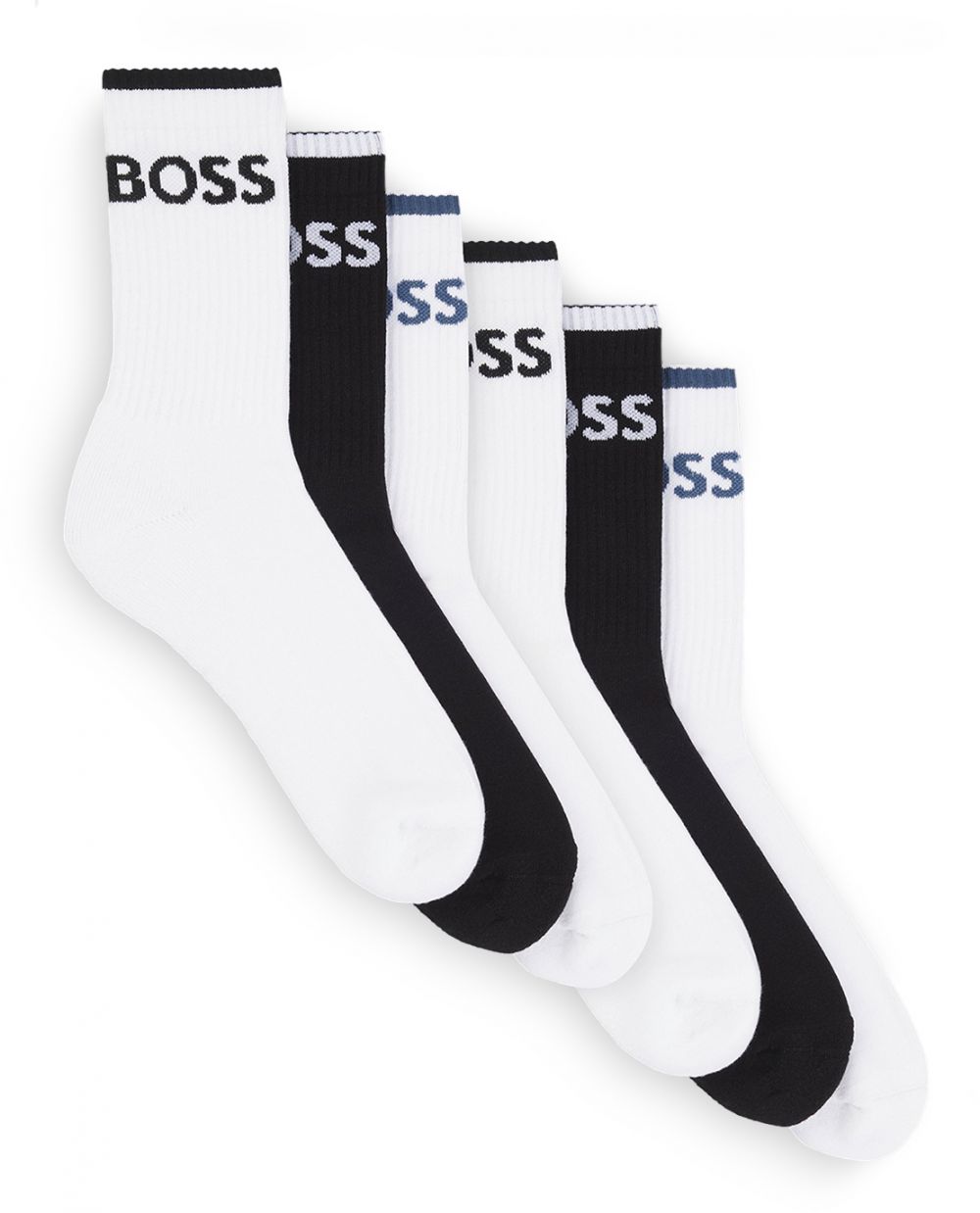 BOSS - ponožky 6PACK classic black & white s logom BOSS (HUGO BOSS) - limitovaná edícia