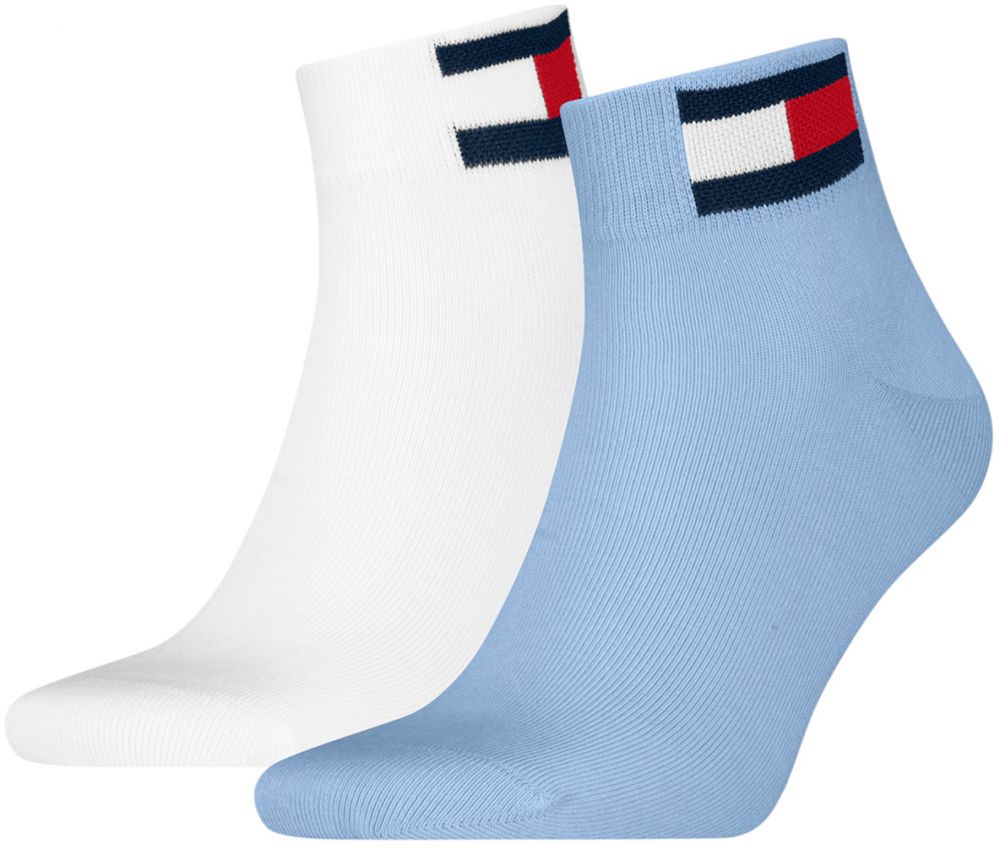 TOMMY HILFIGER - 2PACK Tommy jeans flag iconic light blue quarter ponožky