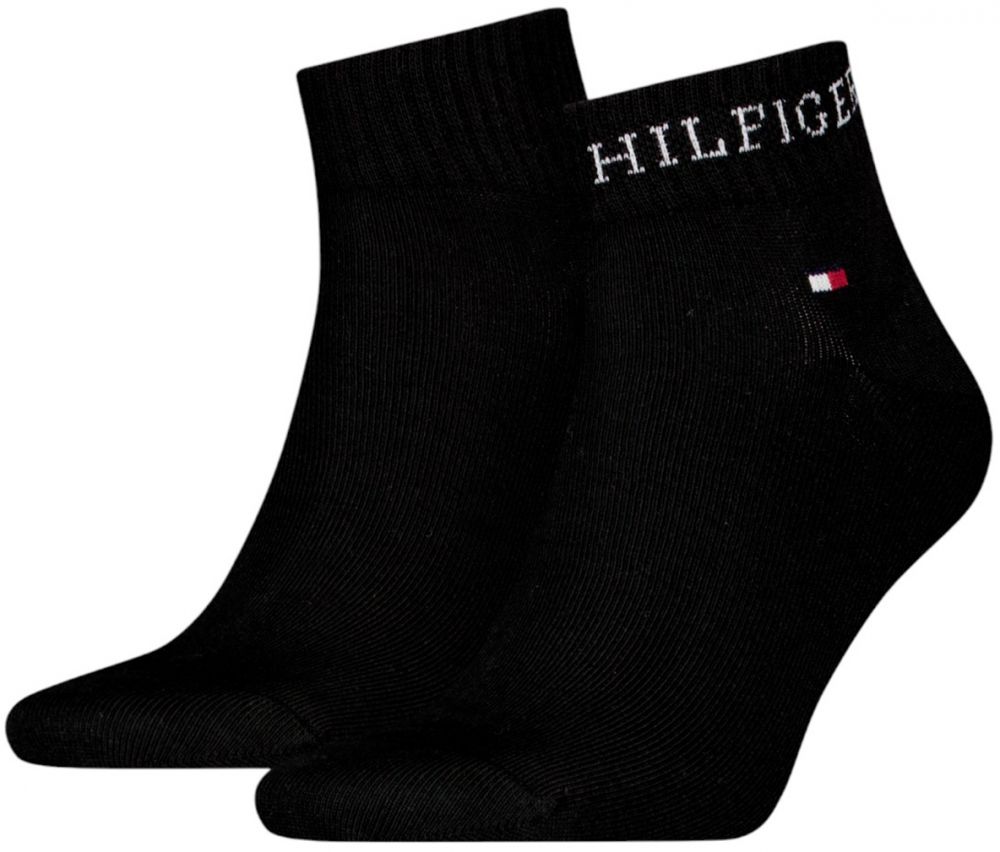 TOMMY HILFIGER - ponožky 2PACK HILFIGER logo iconic black quarter