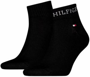 TOMMY HILFIGER - ponožky 2PACK HILFIGER logo iconic black quarter