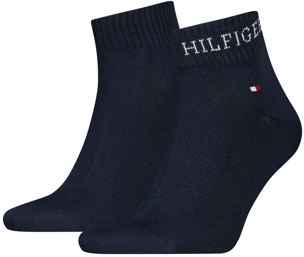 TOMMY HILFIGER - ponožky 2PACK HILFIGER logo iconic navy quarter