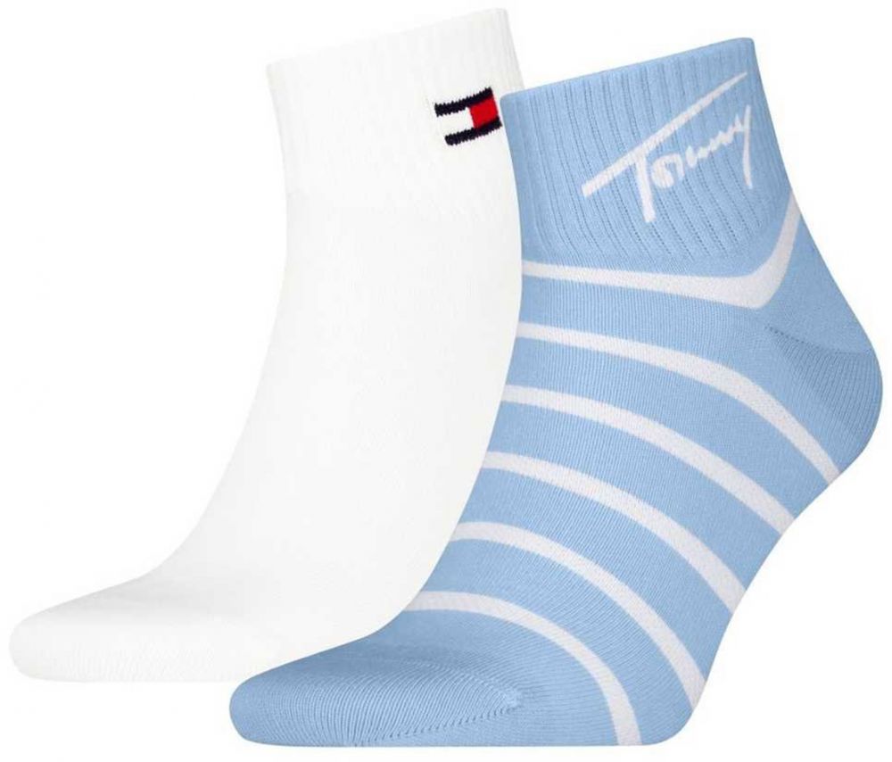 TOMMY HILFIGER - ponožky 2PACK TOMMY HILFIGER breton stripe light blue quarter