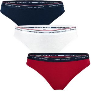 TOMMY HILFIGER - 3PACK Essentials dámske tmavomodré, biele a červené nohavičky