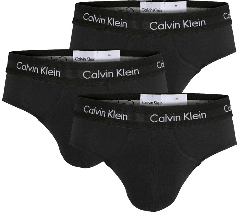 CALVIN KLEIN - 3PACK Cotton stretch čierne slipy s čiernym pásom