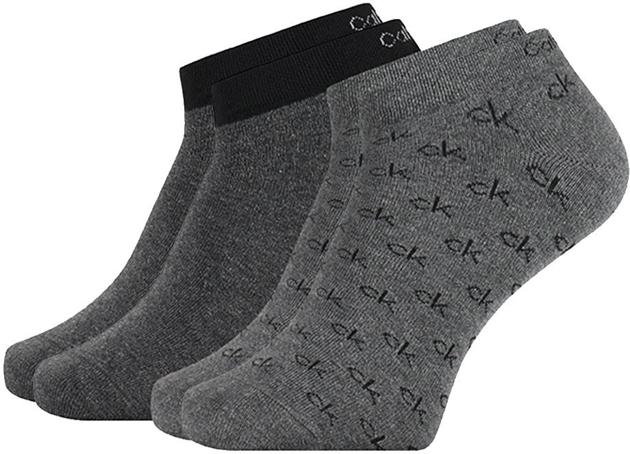 CALVIN KLEIN - 2PACK členkové ponožky gray s logom CK