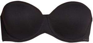 CALVIN KLEIN - push-up strapless čierna podprsenka s odopínateľnými ramienkami