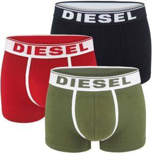 DIESEL - 3PACK cotton stretch army green & red boxerky - limitovaná edícia