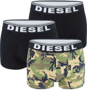 DIESEL - 3PACK cotton stretch army green & black camo boxerky - limitovaná edícia