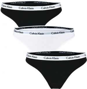 CALVIN KLEIN - 3PACK Cotton stretch dámske tangá čierne a biele