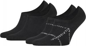TOMMY HILFIGER - 2PACK logo grid čierne neviditeľné ponožky