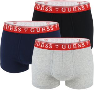 GUESS - 3PACK cotton stretch color boxerky s červeným pásom