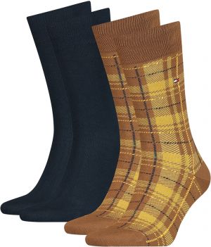 TOMMY HILFIGER - 2PACK tartan dark yellow ponožky