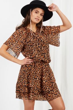 Hnedé leopardie šaty LG547