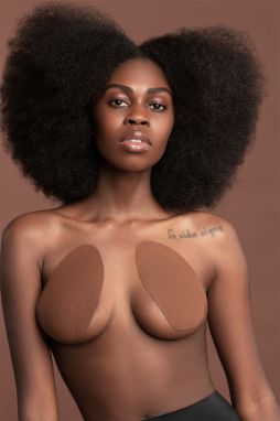 Hnedá nalepovacia podprsenka so saténovými nálepkami na bradavky Breast Lift Pads - 3 páry