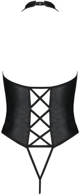 Čierne crotchless body z eko kože Nancy galéria