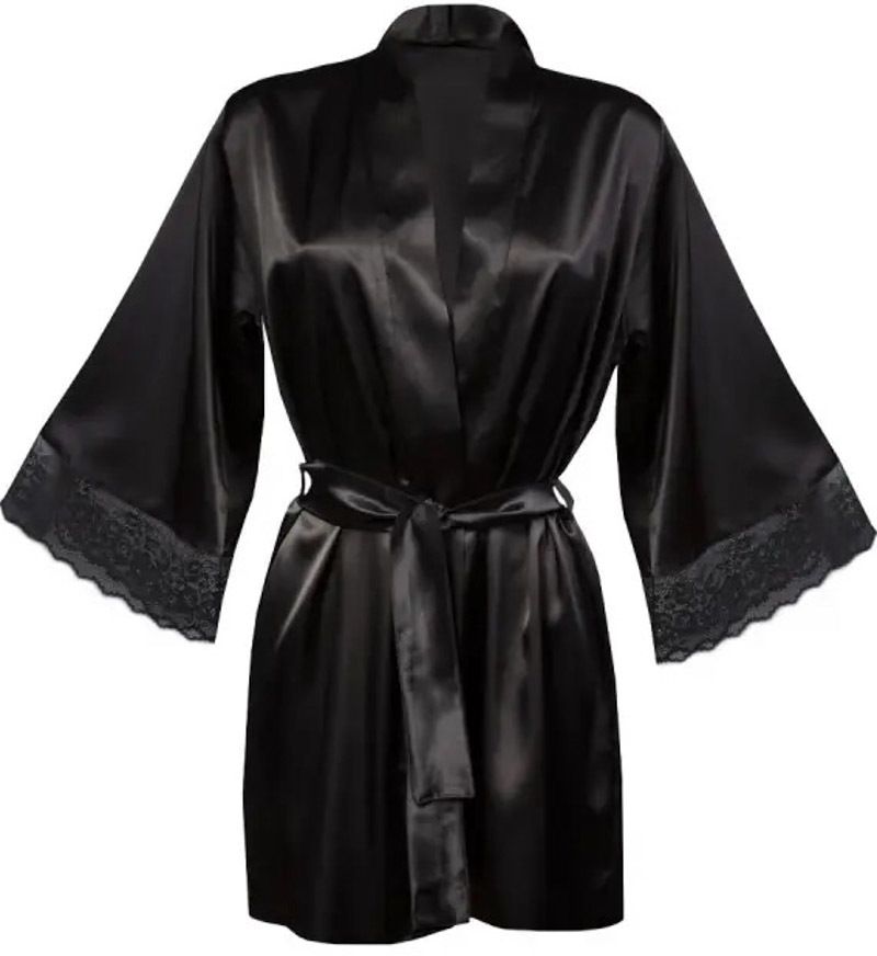 Čierny saténový župan Adela