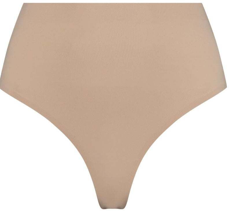 Béžové bezšvové tango nohavičky s vysokým pásom Invisible Mid Waist Thong