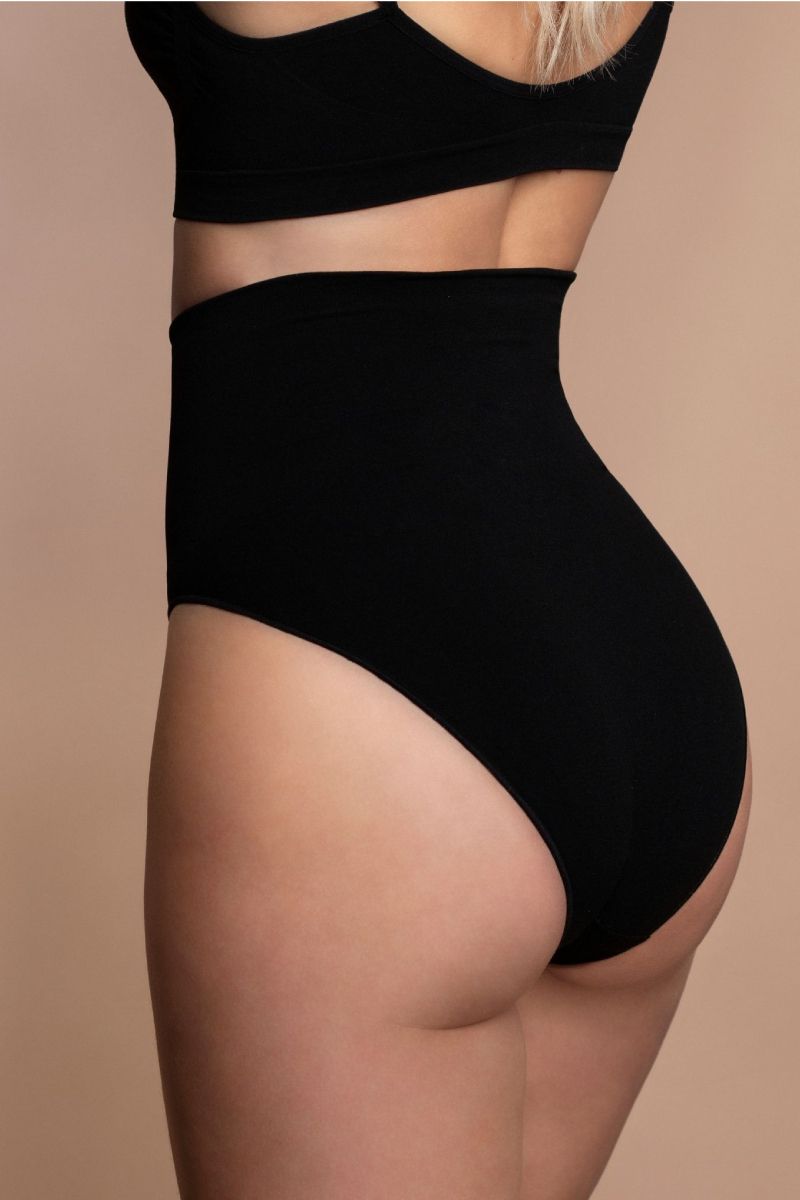 Čierne bezšvové nohavičky s vysokým pásom Seamless High Waist Brief