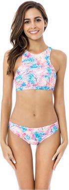 Modro-ružové vystužené bikiny Crop Top