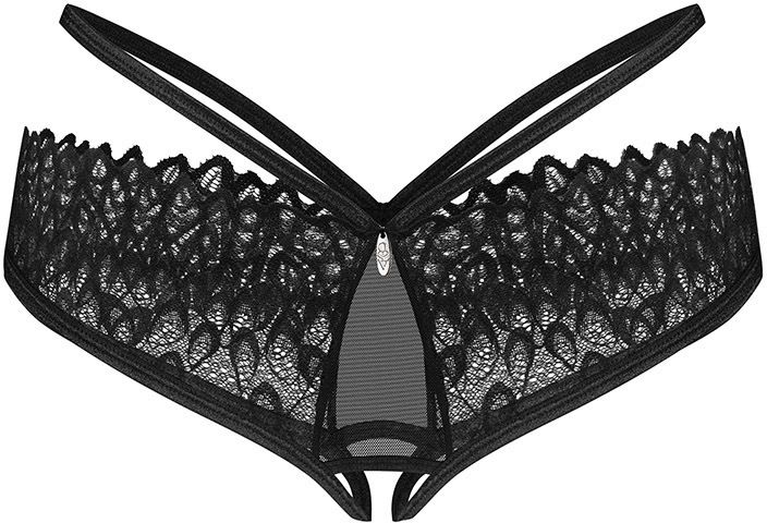 Čierne crotchless nohavičky s čipkou Donarella