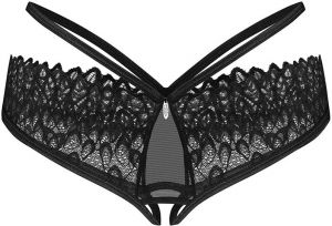 Čierne crotchless nohavičky s čipkou Donarella