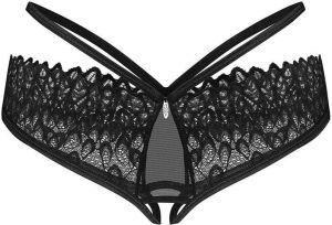 Čierne crotchless nohavičky s čipkou Donarella