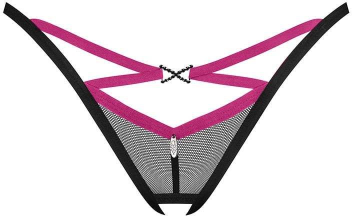 Čierne crotchless tango nohavičky Novenes