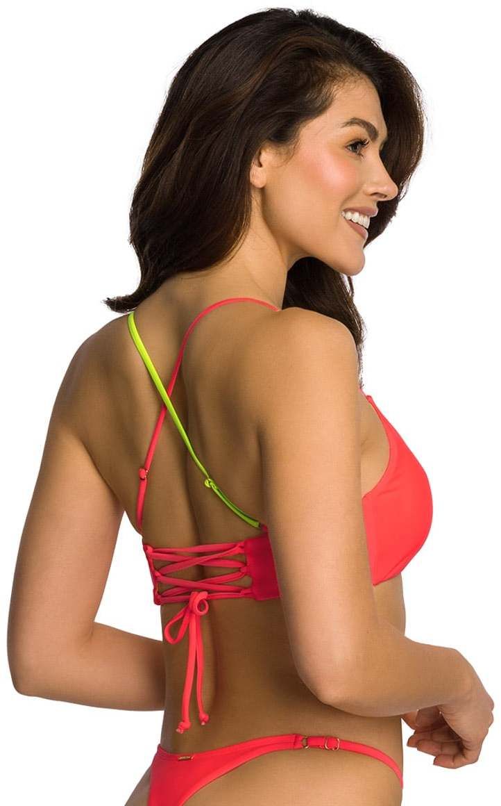 Neónovo koralová plavková bralette podprsenka Relleciga Neon Coral