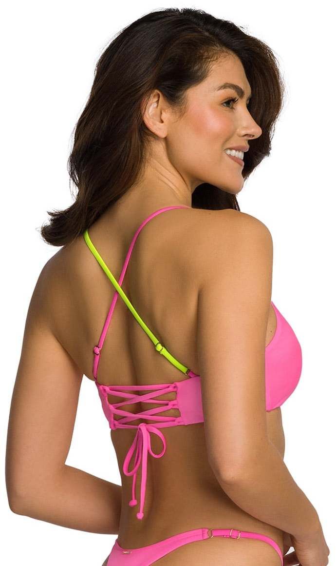 Neónovo ružová plavková bralette podprsenka Relleciga Pink Coral