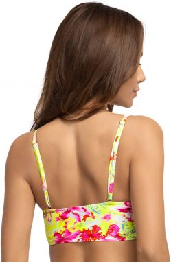 Fuchsiovo-žltá kvetovaná vystužená plavková podprsenka Rellicious Crop-Top Floral