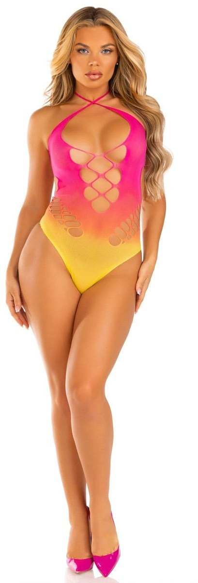 Fuchsiovo-žlté sexi body 89328