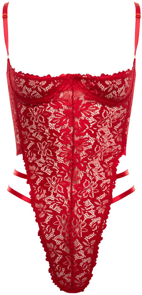 Červené open-bra body Blake