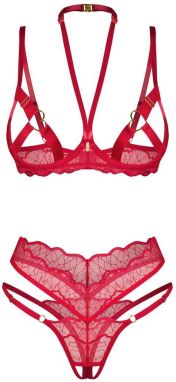 Červený dvojdielny crotchless set Cupide Desir
