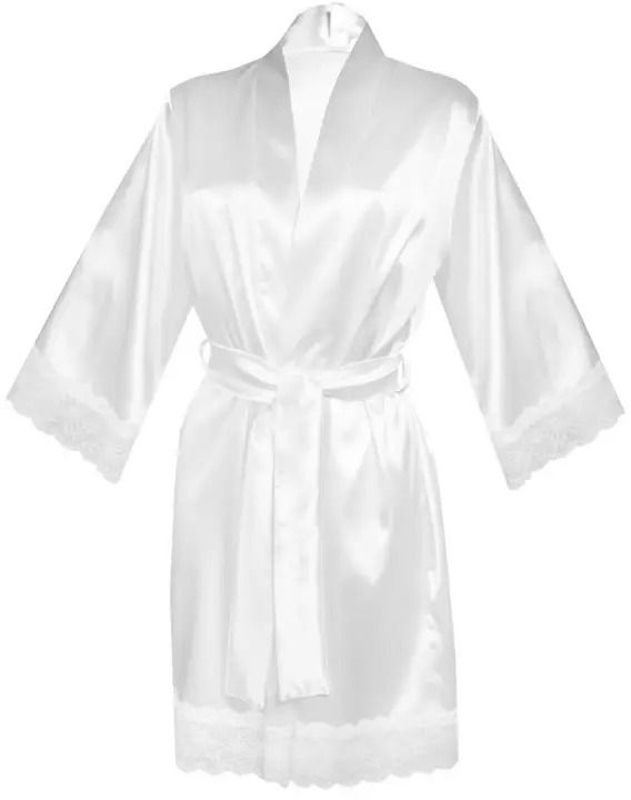 Biely krátky župan s čipkou Sauda